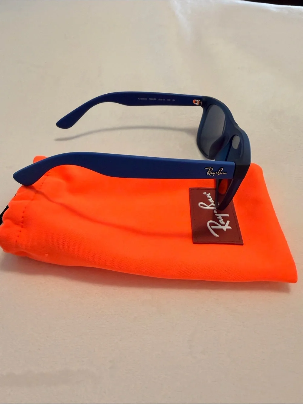 Ray-Ban Kids Navy Blue Sunglasses with Bright Orange Pouch